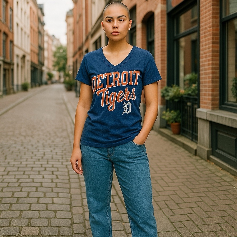 Detroit Tigers baseball V-neck Cap sleeve SHIRT TOP